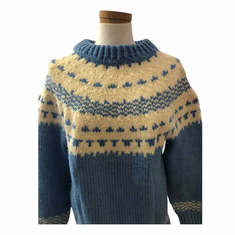 Vintage Blue And White Hand Knit Sweater - image 2