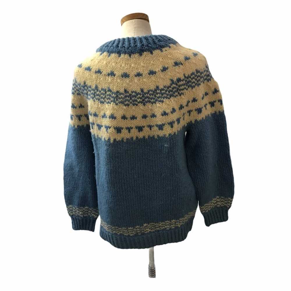 Vintage Blue And White Hand Knit Sweater - image 3