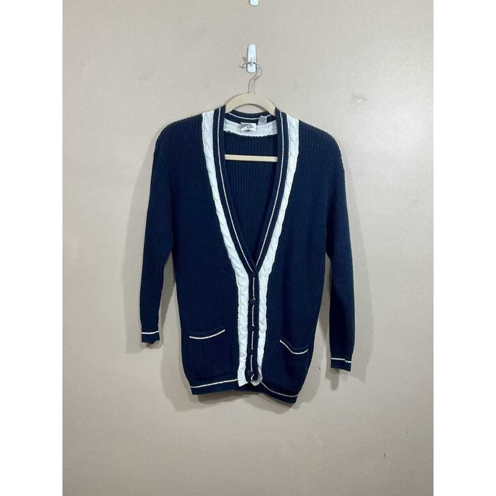 VTG Womens Cardigan Sweater Size Large Blue White… - image 1