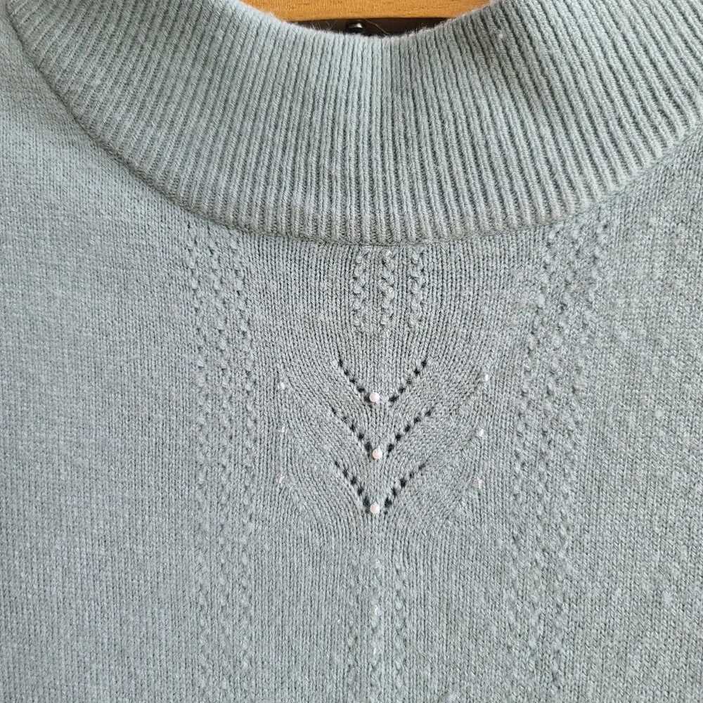 Vintage koret mock neck knit sweater top pointell… - image 10
