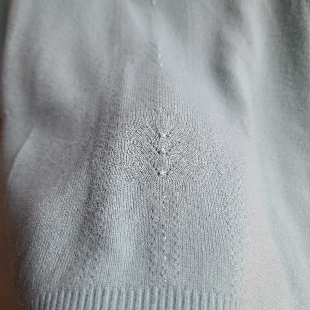 Vintage koret mock neck knit sweater top pointell… - image 2