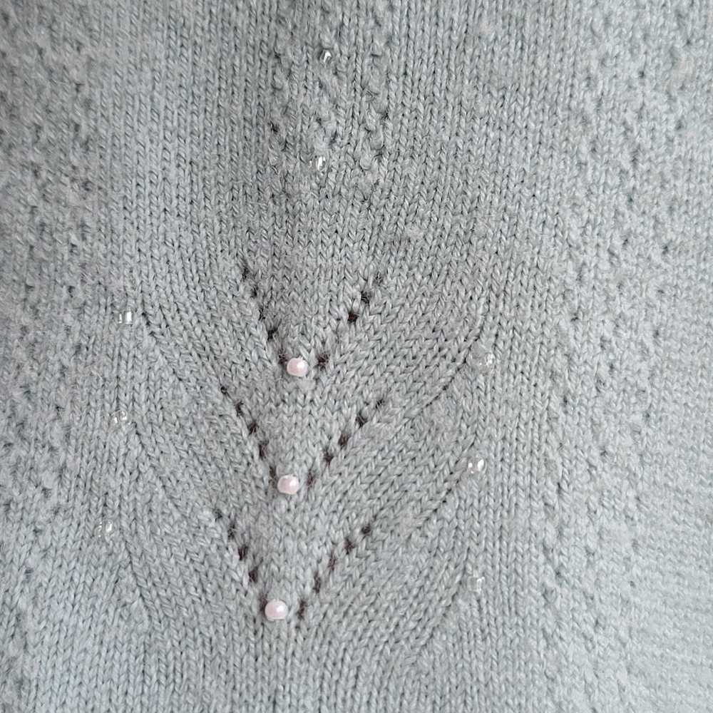 Vintage koret mock neck knit sweater top pointell… - image 4