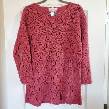 Vintage Hand Knitted Cranberry Sweater by Cape Is… - image 1