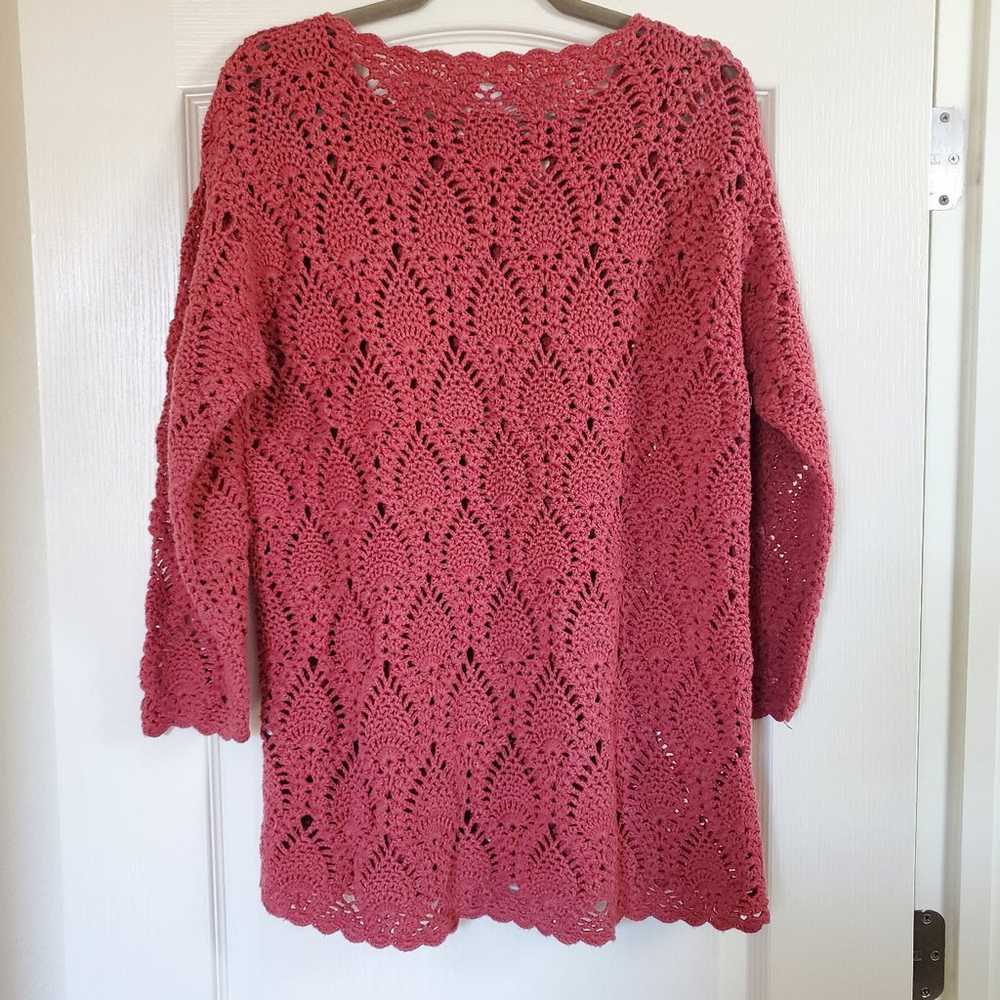 Vintage Hand Knitted Cranberry Sweater by Cape Is… - image 5