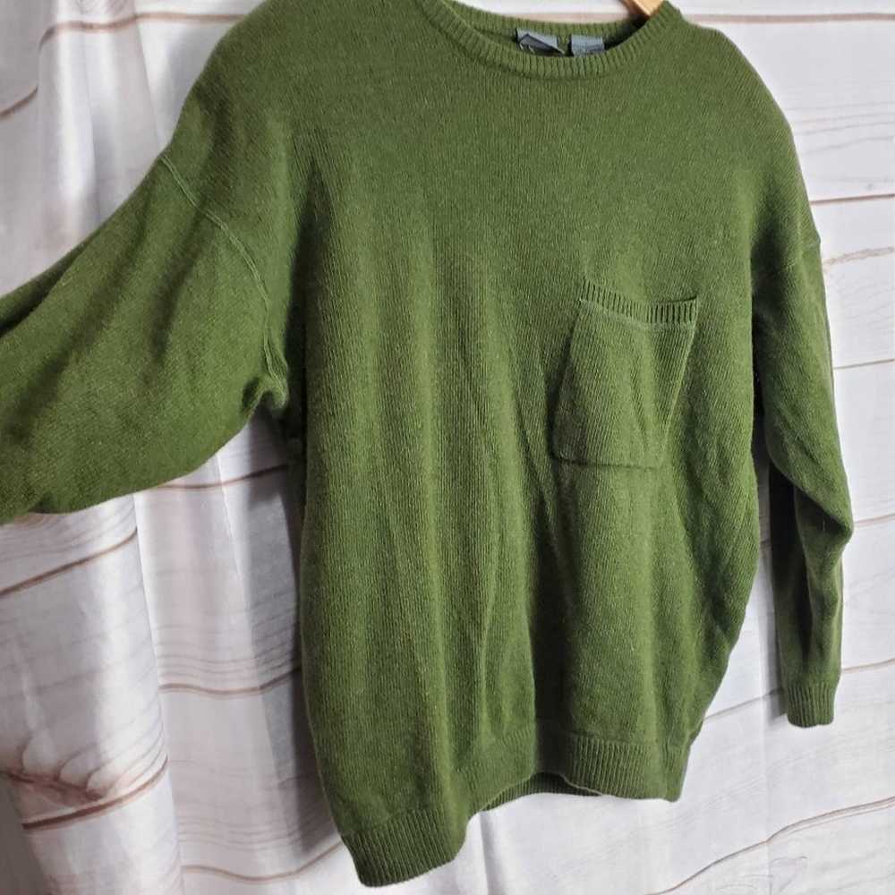 Vintage 90s Liz Wear Lambs Wool Green Pullover Lo… - image 3