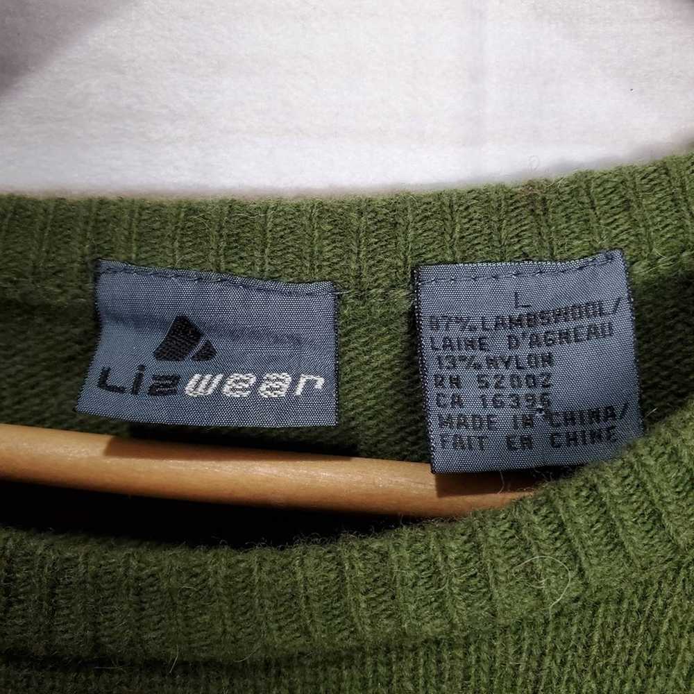 Vintage 90s Liz Wear Lambs Wool Green Pullover Lo… - image 6