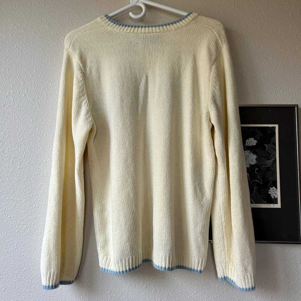 Vintage Crazy Horse Knit Sweater V Neck soft crea… - image 2