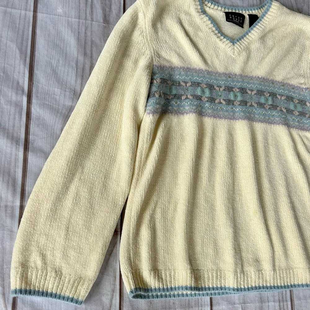 Vintage Crazy Horse Knit Sweater V Neck soft crea… - image 9