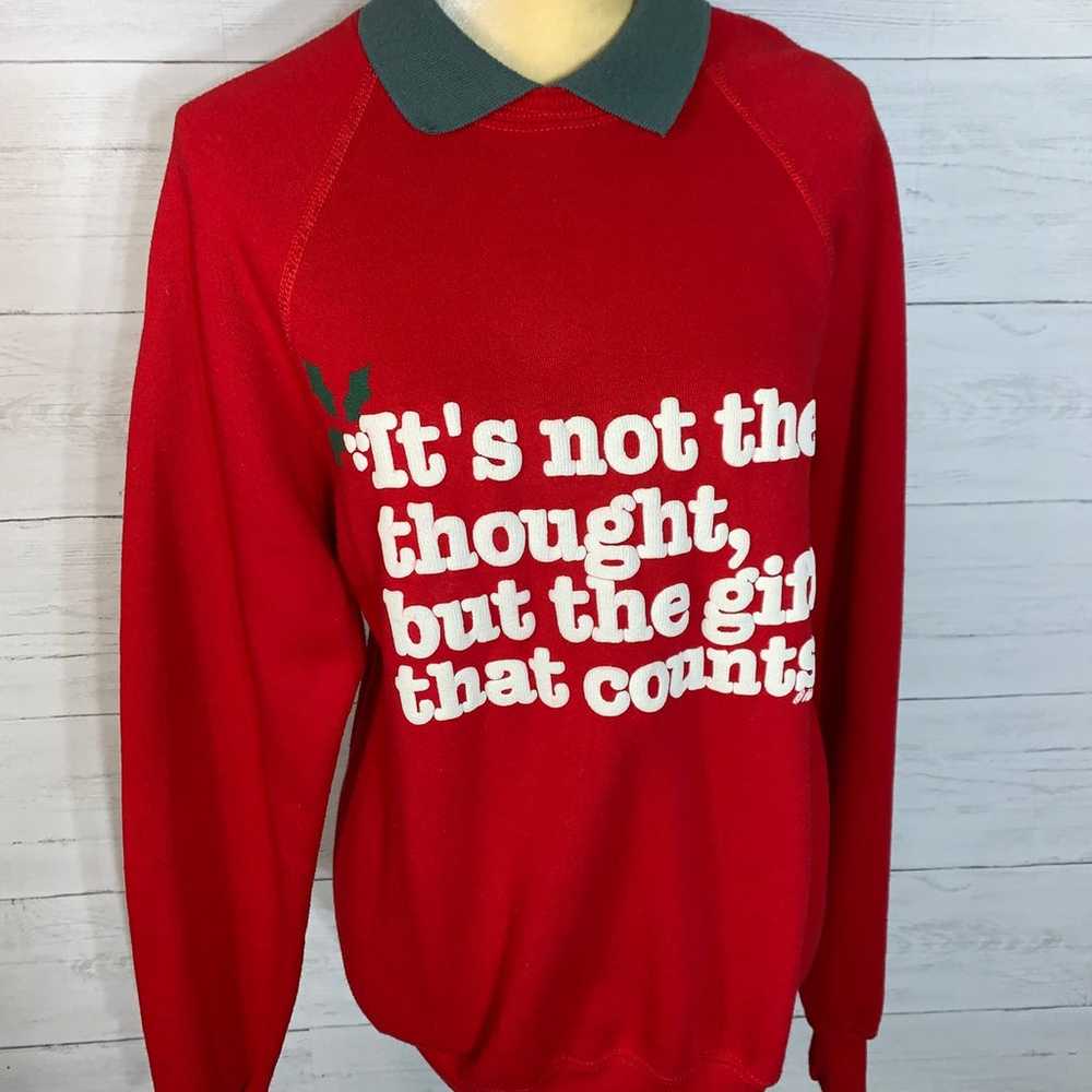 vintage lee red sweatshirt christmas puffy letter… - image 2