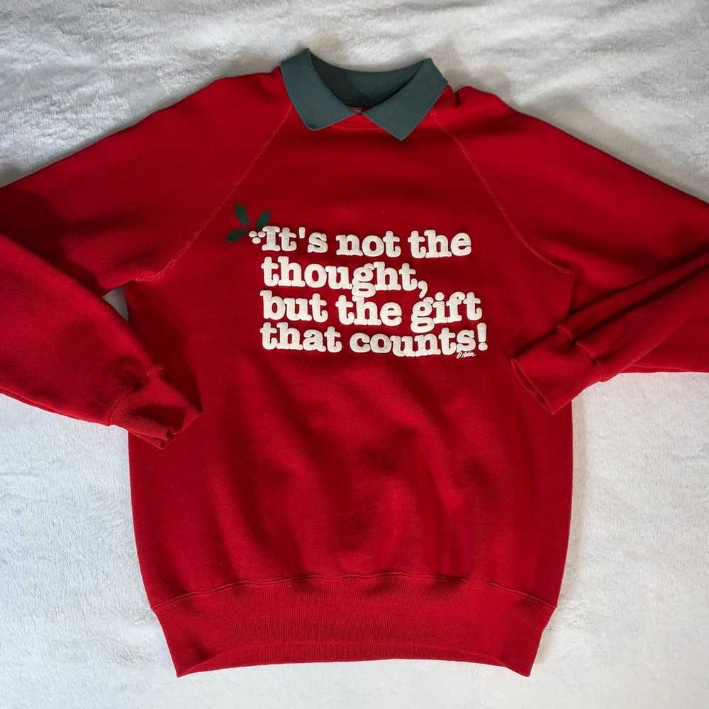 vintage lee red sweatshirt christmas puffy letter… - image 8