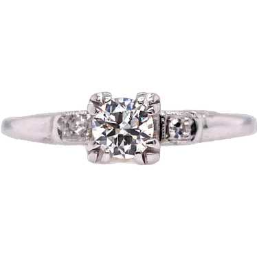 .25ct. Diamond & White Gold Vintage Engagement Ri… - image 1