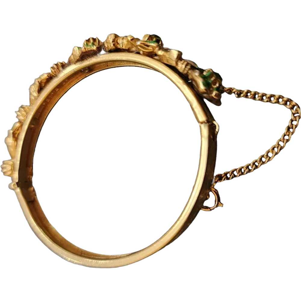 Vintage Unsigned Jewel Encrusted Bangle Bracelet … - image 1