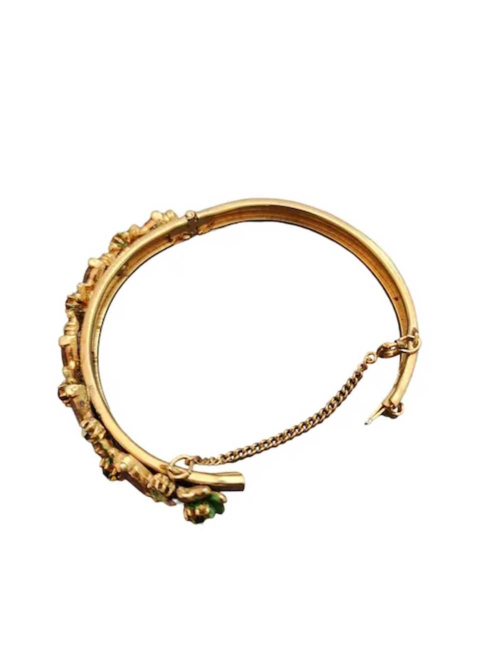 Vintage Unsigned Jewel Encrusted Bangle Bracelet … - image 2