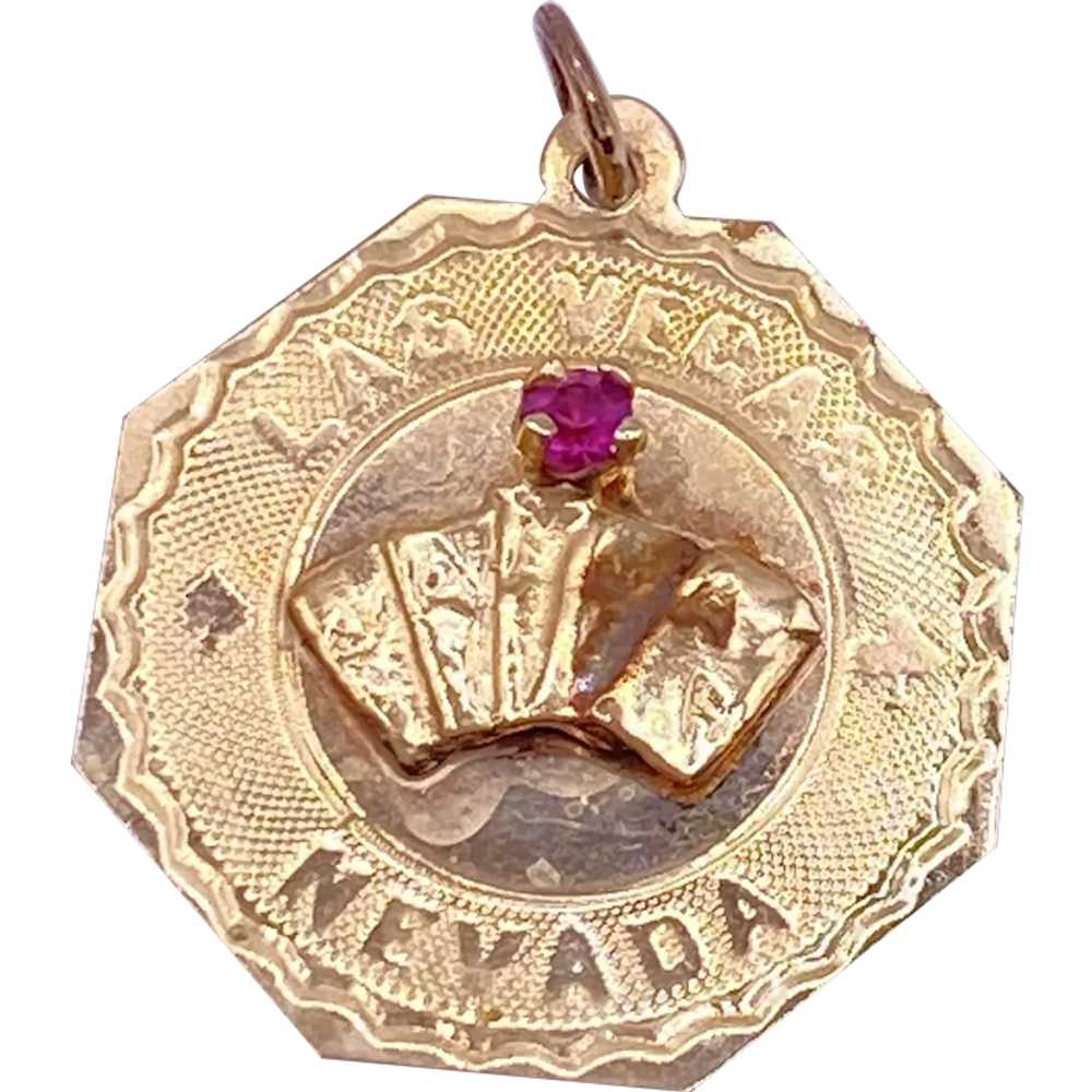 Las Vegas Nevada Vintage Charm 14K Gold and Ruby - image 1