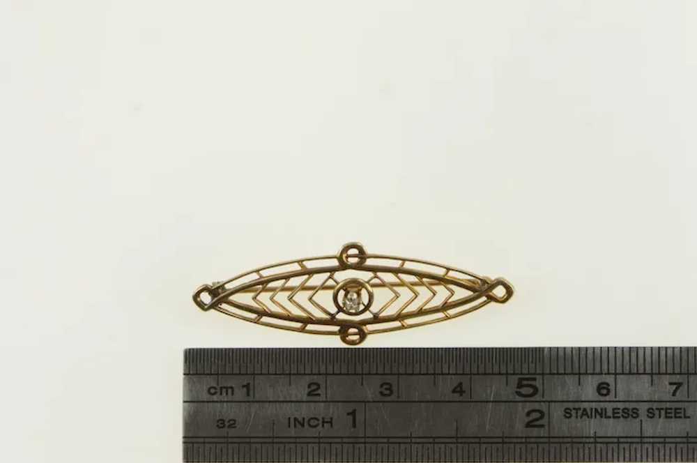 10K Ornate Victorian Diamond Filigree Pin/Brooch … - image 4