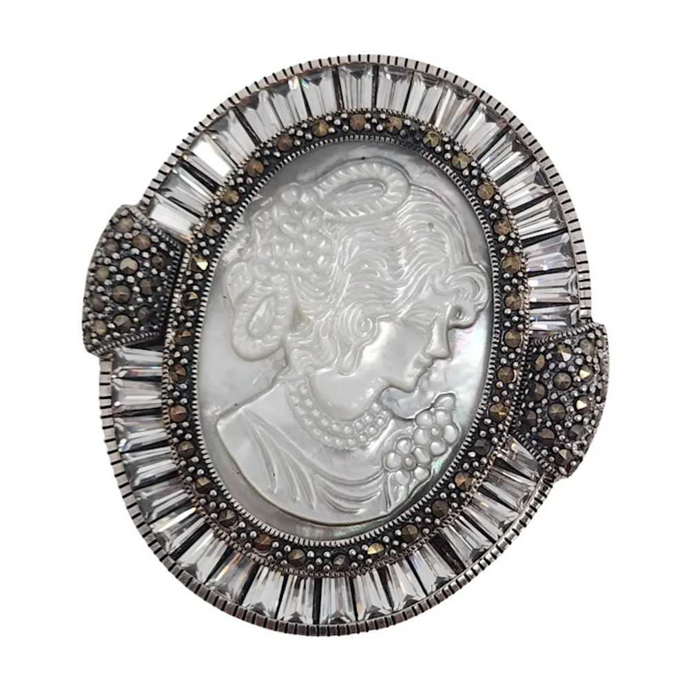 Vintage Sterling Silver Mother of Pearl Cameo Pen… - image 6