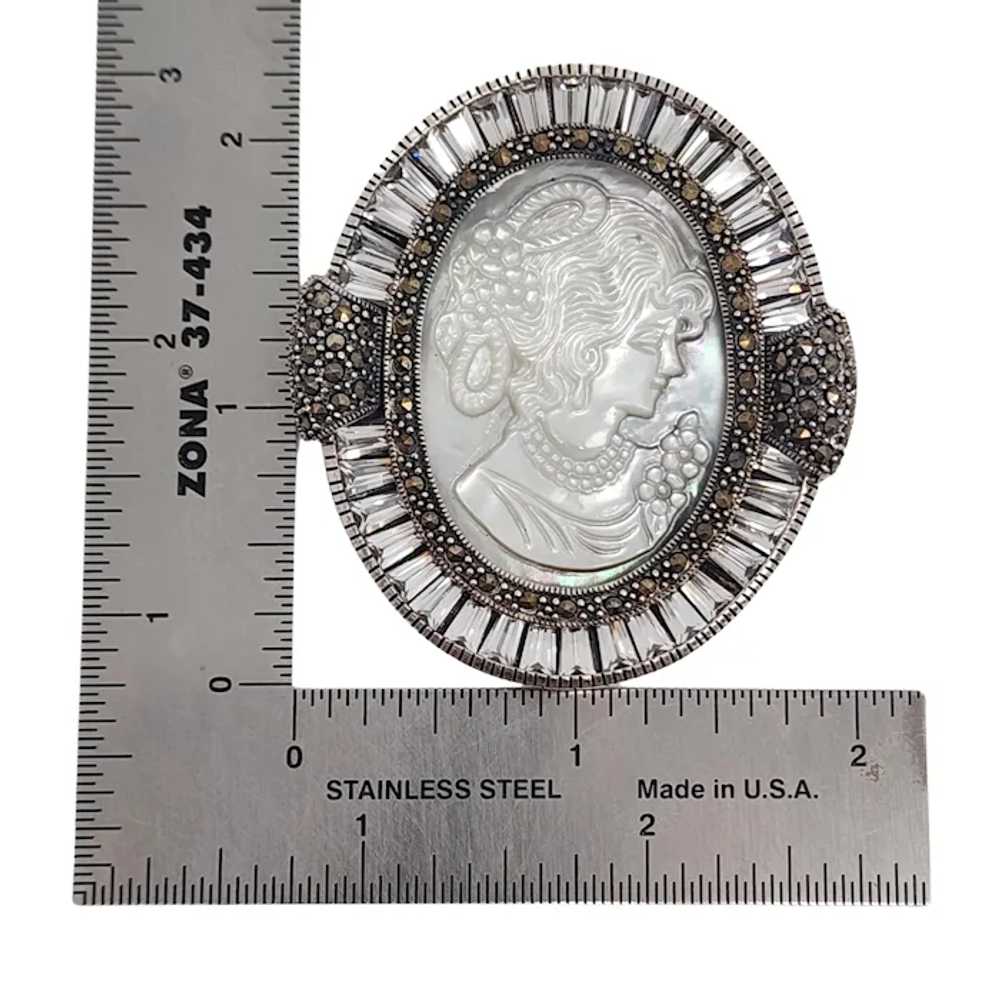 Vintage Sterling Silver Mother of Pearl Cameo Pen… - image 8