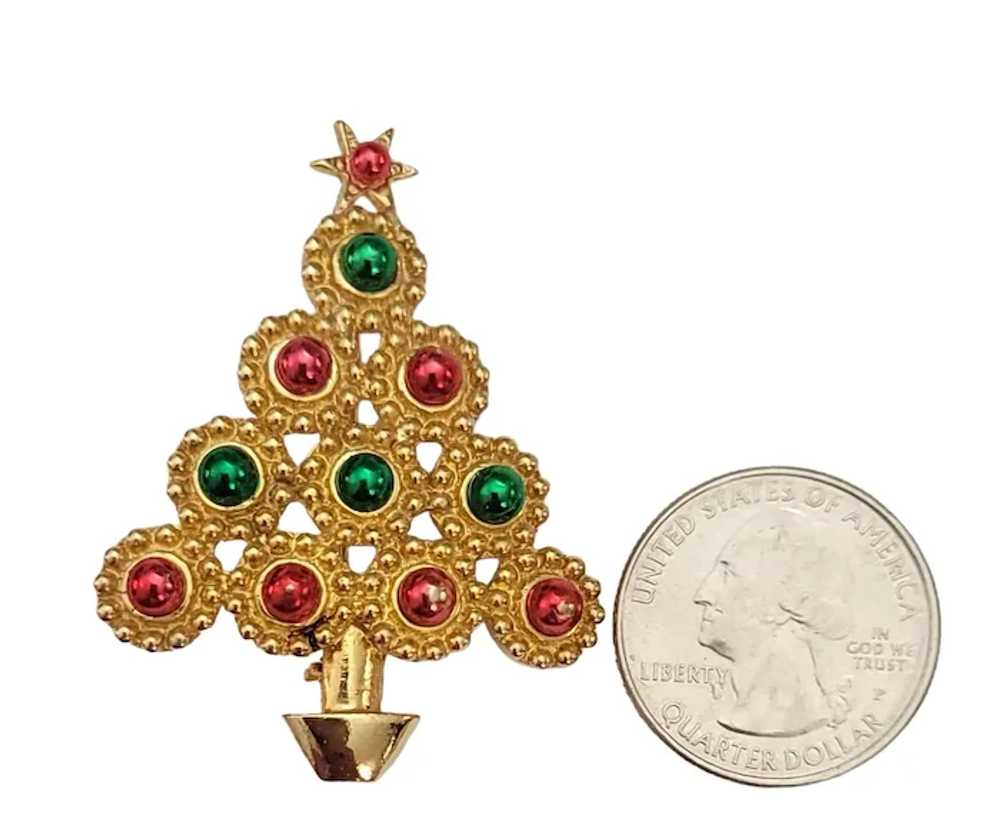 LIA Gold Tone Red Green Enamel Christmas Tree Bro… - image 6