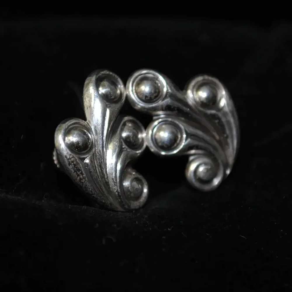 Sterling Silver Art Deco Scroll Screw-back Earrin… - image 3