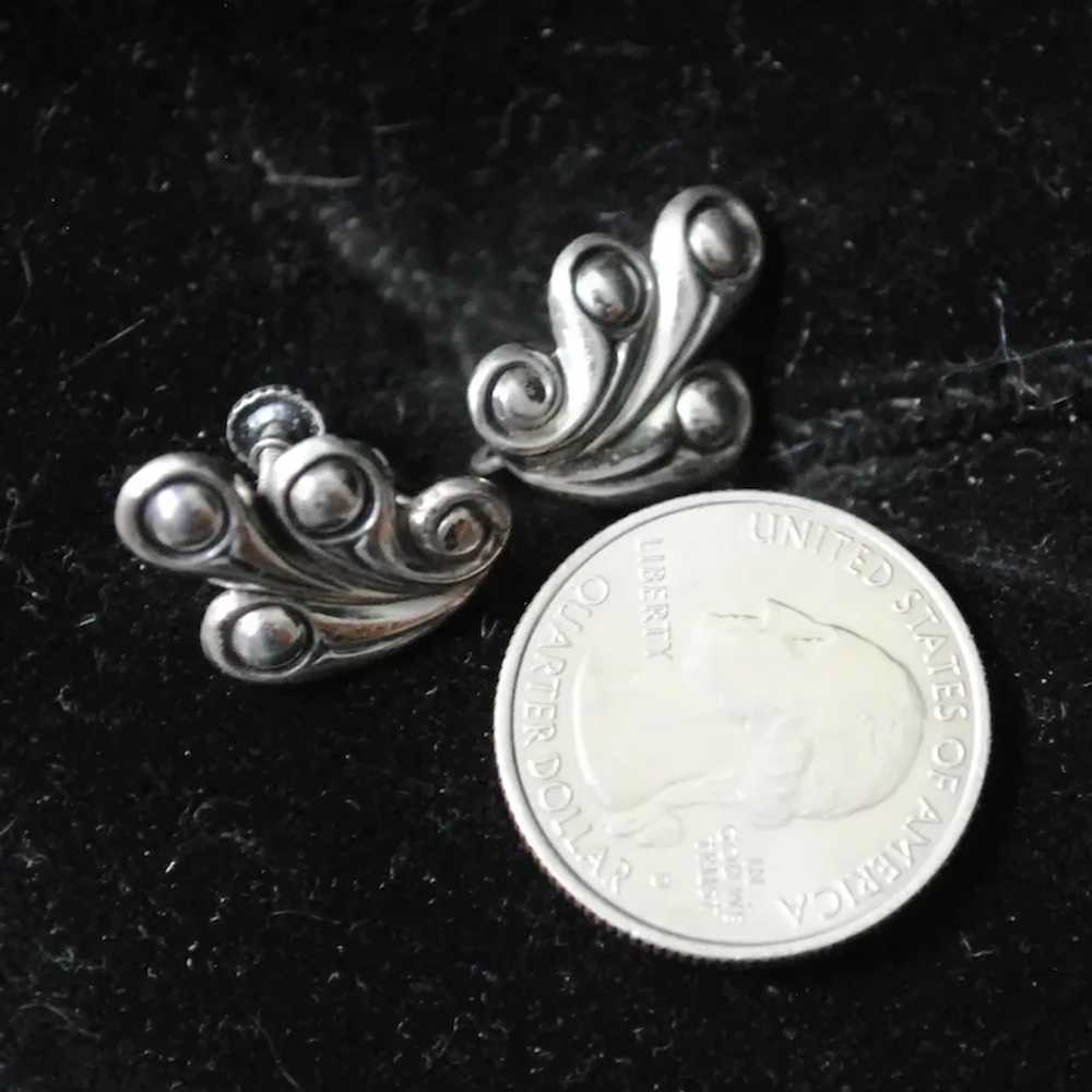 Sterling Silver Art Deco Scroll Screw-back Earrin… - image 7