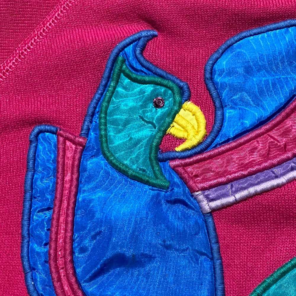 Vintage Tropical Bird Abstract Art Embroderied Sw… - image 3