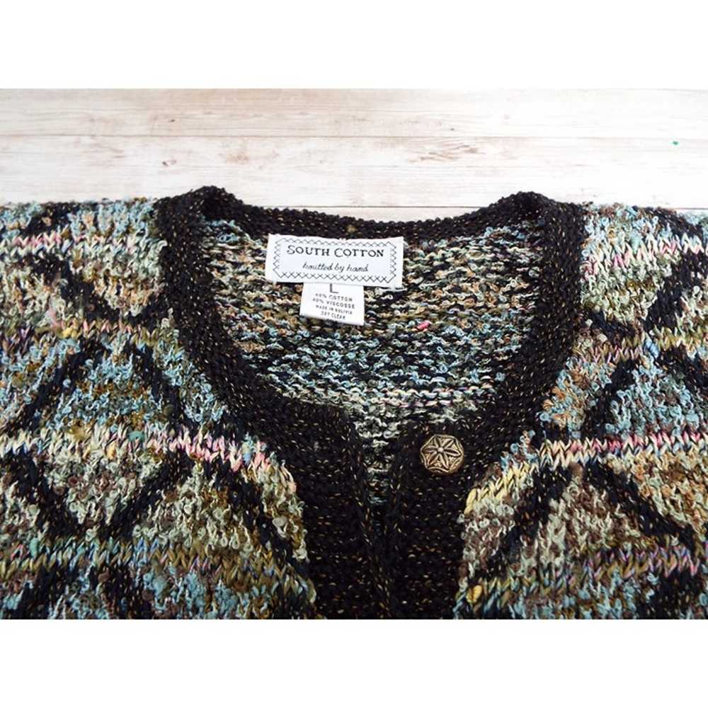 Vintage South Cotton Women's Hand Knit Cardigan S… - image 3