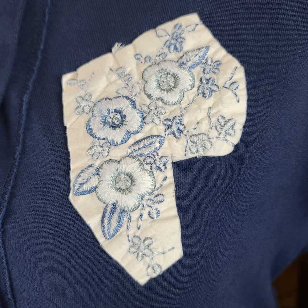 Vintage RAD Navy Cardigan with Embroidered flower… - image 8