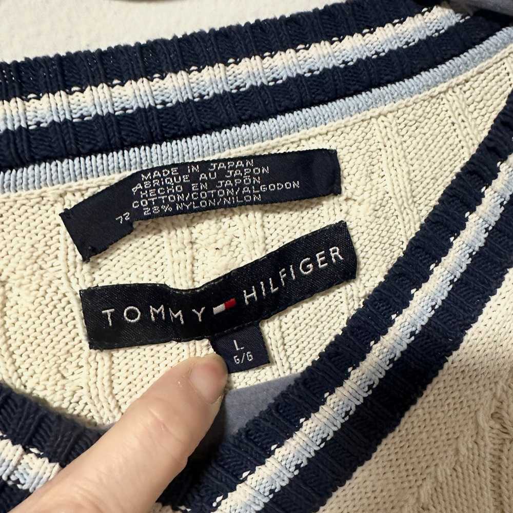 Vintage Tommy Hilfiger Off-White Cable Knit V-Nec… - image 11