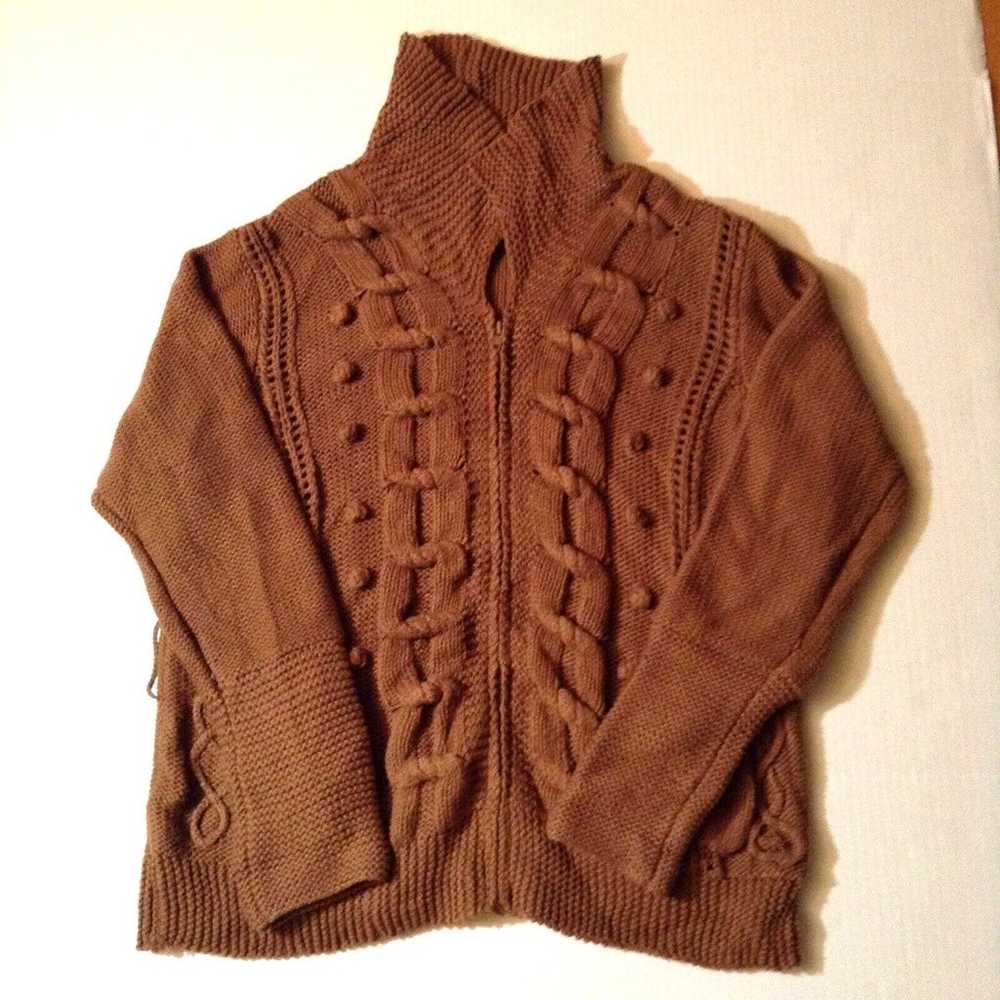 VTG Storybook Knits Sweater Women's L Brown Cable… - image 1