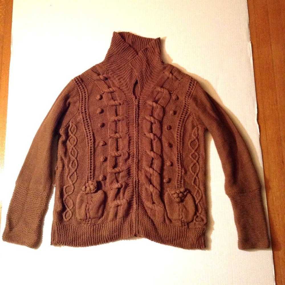 VTG Storybook Knits Sweater Women's L Brown Cable… - image 2