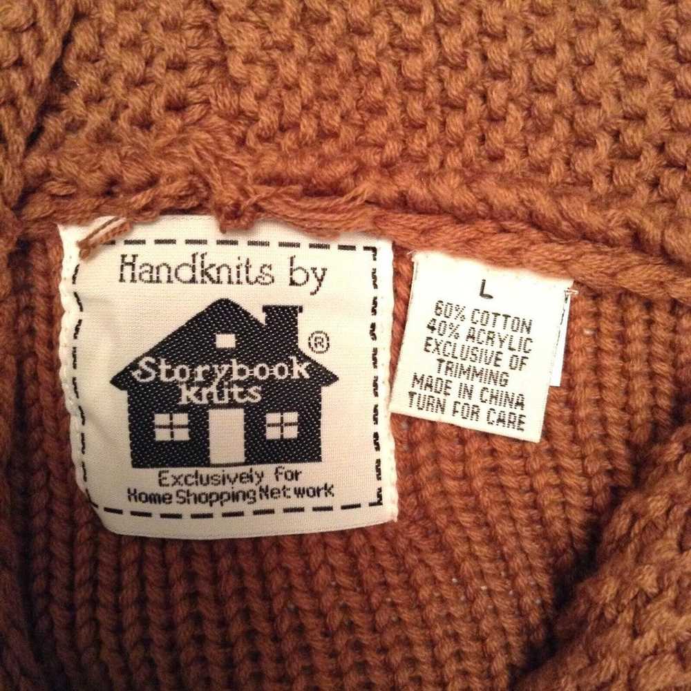 VTG Storybook Knits Sweater Women's L Brown Cable… - image 7