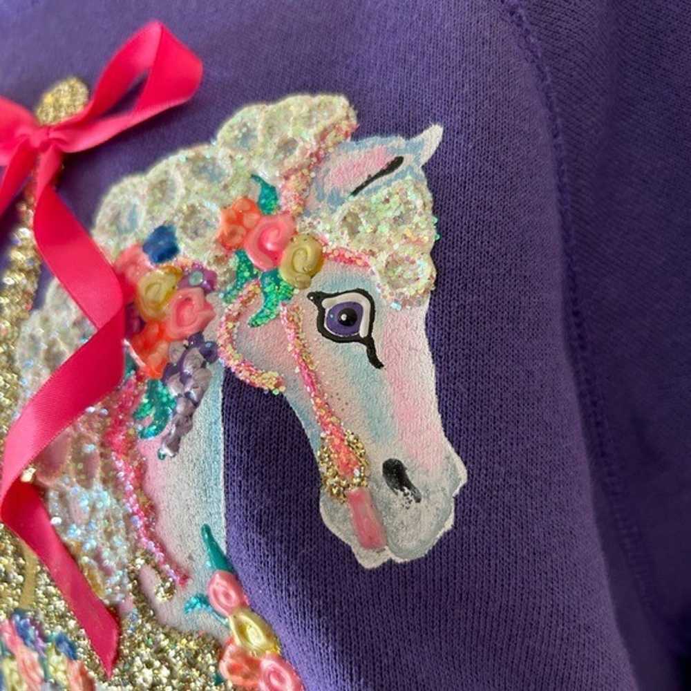 Vintage Hanes Purple Collared Hand-Painted Horse … - image 2