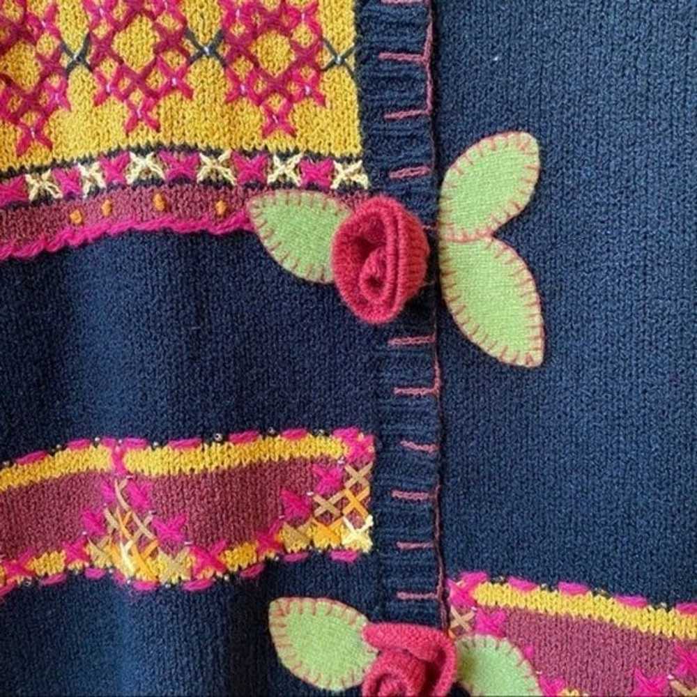 Susan Bristol Black Floral Hand Embroidered Knit … - image 4