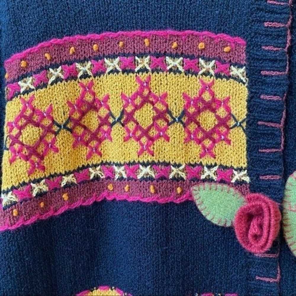 Susan Bristol Black Floral Hand Embroidered Knit … - image 5