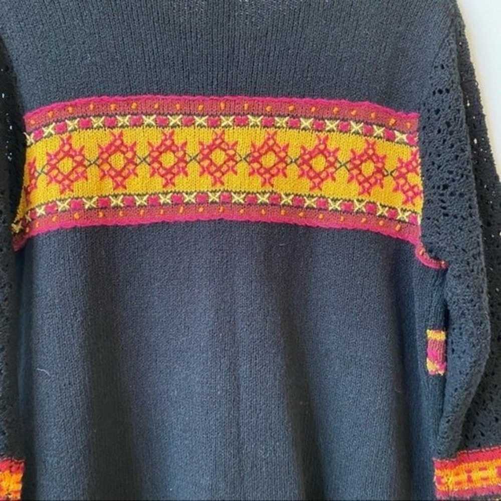 Susan Bristol Black Floral Hand Embroidered Knit … - image 7