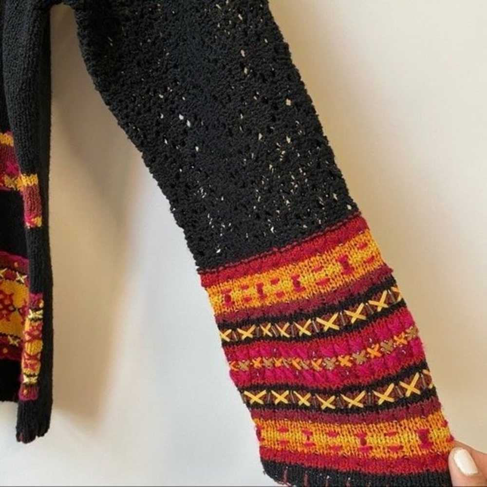 Susan Bristol Black Floral Hand Embroidered Knit … - image 8