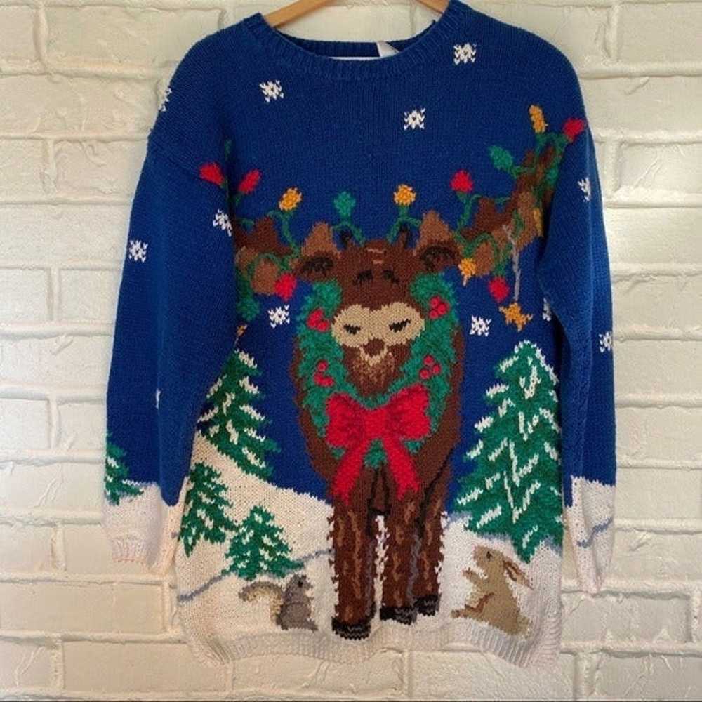 Vintage Hand Knitted Christmas Sweater - image 8