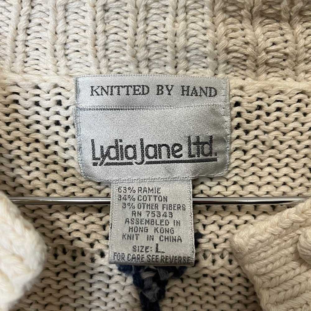 Lydia Jane vintage hand knit white floral cardiga… - image 4