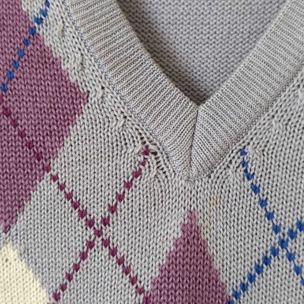 Tail 90's Vintage Wool Blend Preppy Argyle Knit V… - image 3
