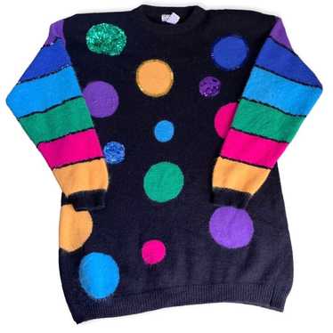 Pullover Colorful Abstract Vintage Sweater - image 1