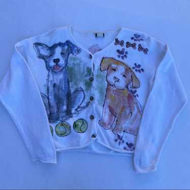 Vintage Watercolor Dog Print Sweater