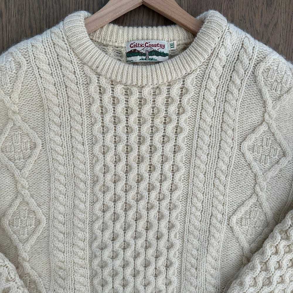 Vintage Celtic Country 100% Wool Irish Cable Knit… - image 2