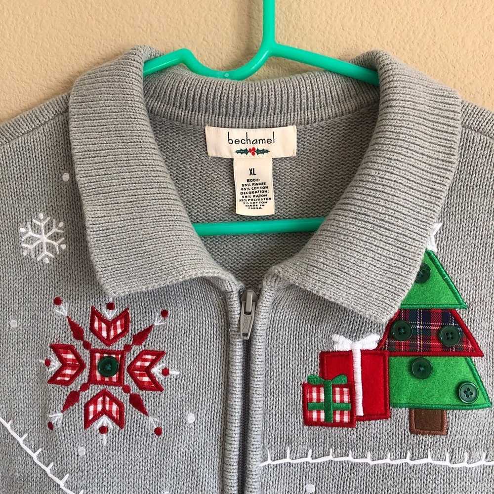 Vintage Christmas Ugly Sweater Zip up Vest size XL - image 7