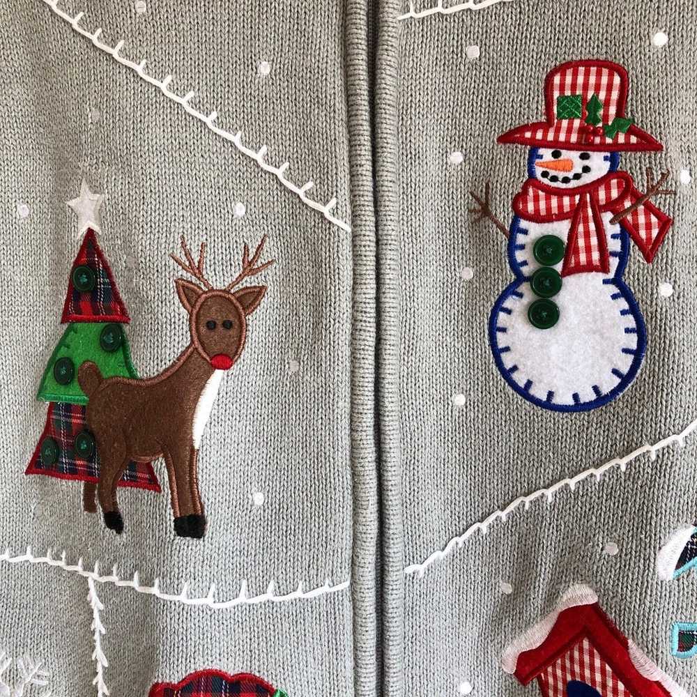 Vintage Christmas Ugly Sweater Zip up Vest size XL - image 8