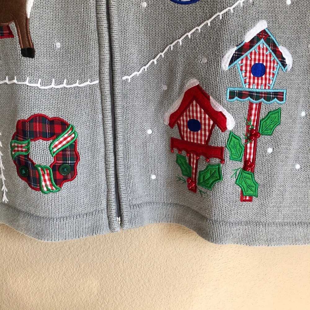 Vintage Christmas Ugly Sweater Zip up Vest size XL - image 9