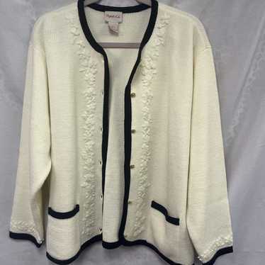 Vintage Crystal Kobe Knit Cardigan Button Ivory B… - image 1