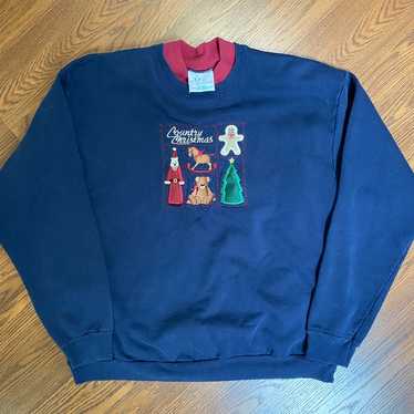 Vintage M&C Sportswear Blue 90's Snow Jolly Christmas Sweater