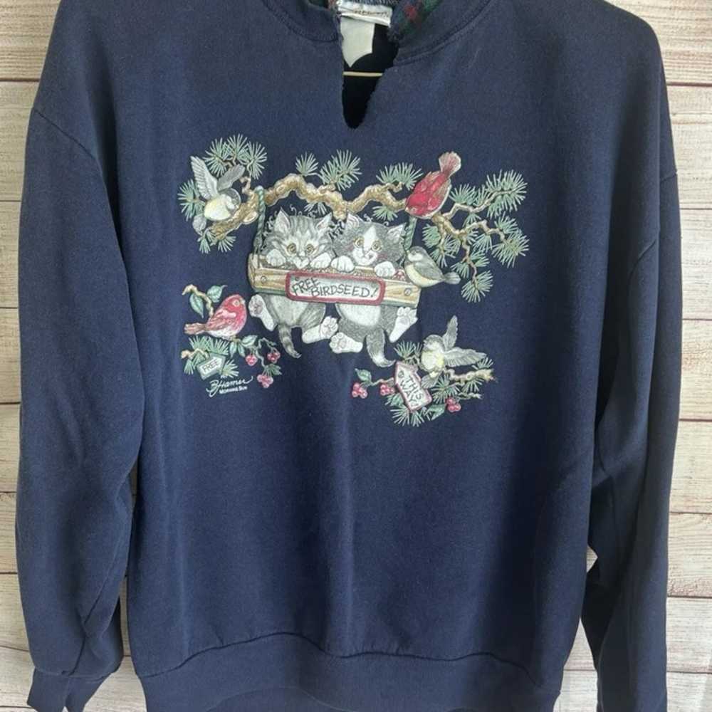 Vintage 1990s Morning Sun Cat Sweater Size XL *Se… - image 1