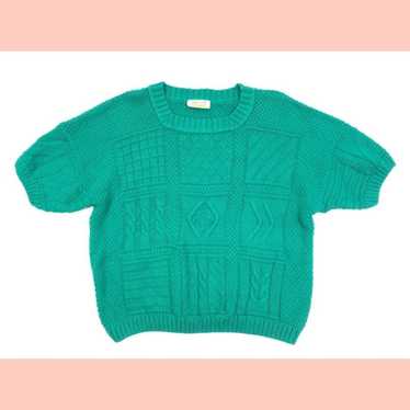 Vintage Teal Green Loose Fit Sweater Top