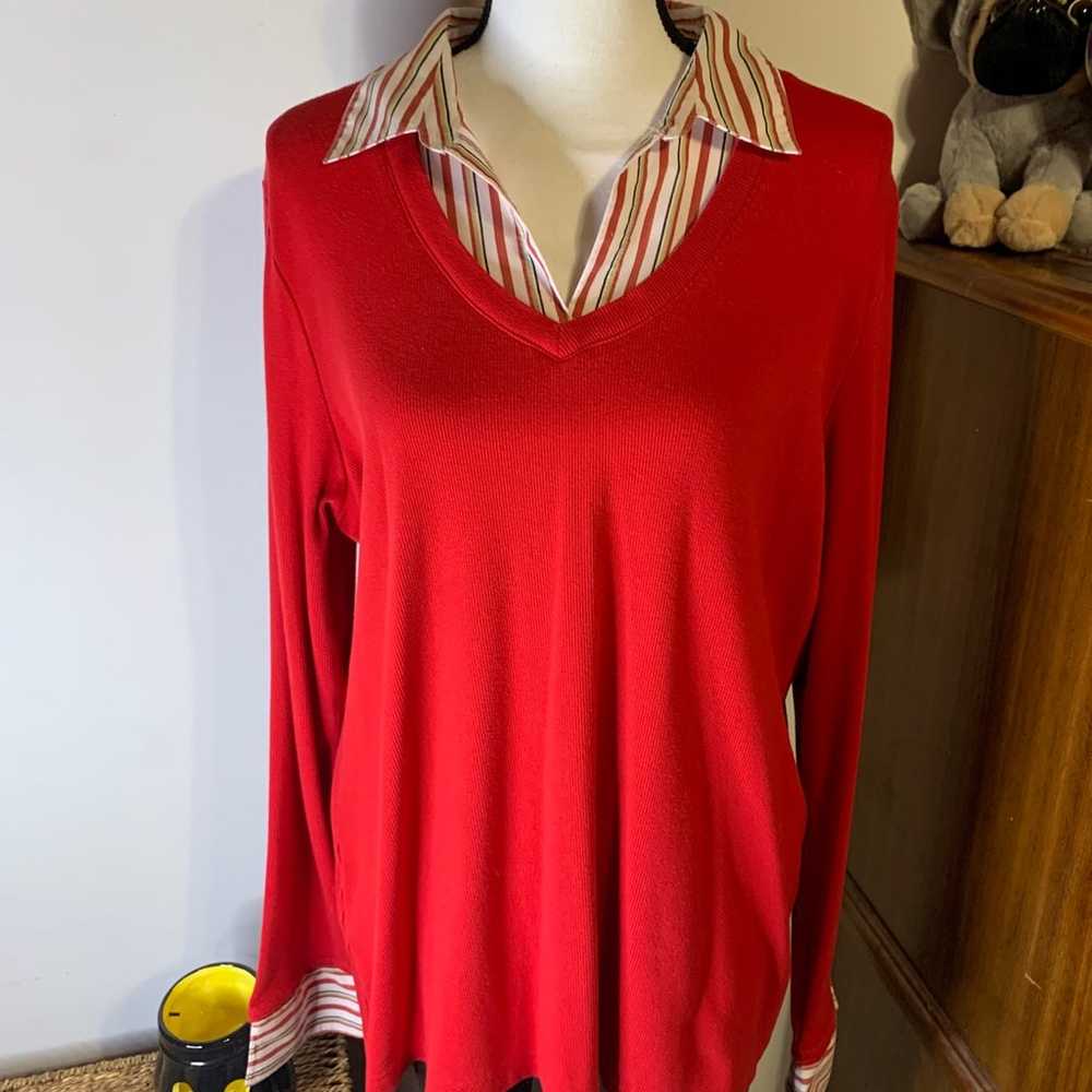 Fashion Bug Red Layered Sweater - image 4